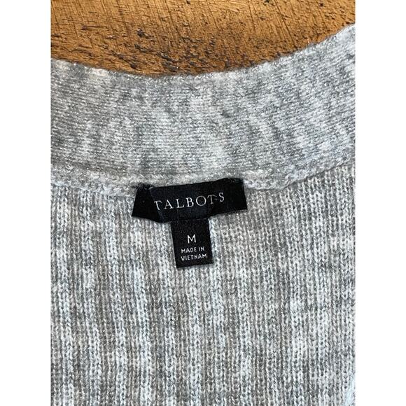 Womens Talbots Ribbed Knit Gray Cardigan Embellished Button Sweater M - Picture 6 of 8
